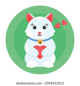 Flat icon of lovely cat in modern editable design 