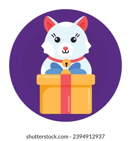 Flat icon of lovely cat in modern editable design 