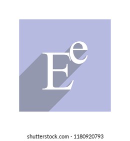 Flat icon with lowercase and uppercase E for apps and websites, long shadow