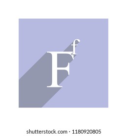 Flat icon with lowercase and uppercase F for apps and websites, long shadow