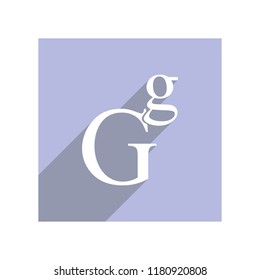 Flat icon with lowercase and uppercase G for apps and websites, long shadow