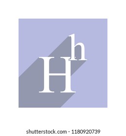 Flat icon with lowercase and uppercase H for apps and websites, long shadow