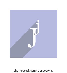 Flat icon with lowercase and uppercase J for apps and websites, long shadow