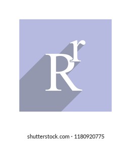 Flat icon with lowercase and uppercase R for apps and websites, long shadow