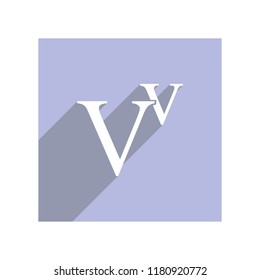 Flat icon with lowercase and uppercase V for apps and websites, long shadow