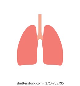 Pulmones de icono plano aislados sobre fondo blanco. Icono médico. Ilustración vectorial.