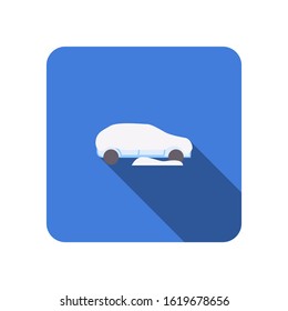 Flat icon machine winter long shadow vector illustration