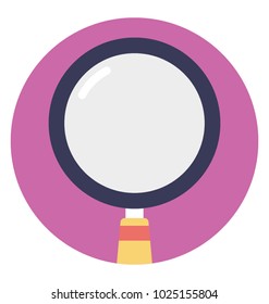 Flat icon magnifying glass, detailed look 