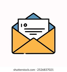 Ícone plano do Mail, mensagem na ilustração do vetor de cor amarela