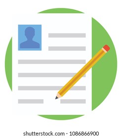 
Flat icon of making a resume or writing a cover letter 
