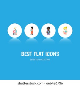 Flat Icon Mam Set Of Baby, Mam, Parent And Other Vector Objects. Also Includes Baby, Mam, Mother Elements.