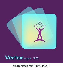 Flat icon. Man enjoys the sun.