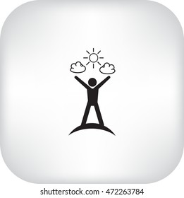 Flat icon. Man enjoys the sun.