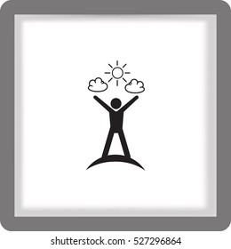 Flat icon. Man enjoys the sun.