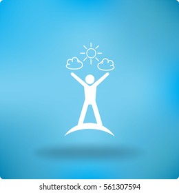 Flat icon. Man enjoys the sun.