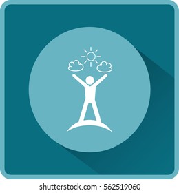 Flaches Symbol. Der Mensch genießt die Sonne.