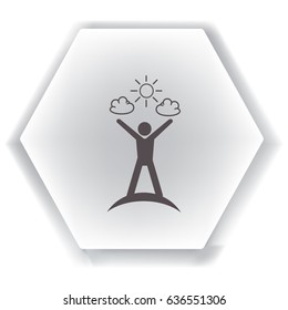 Flaches Symbol. Der Mensch genießt die Sonne.