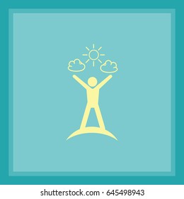 Flat icon. Man enjoys the sun.