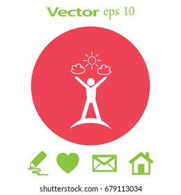 Flat icon. Man enjoys the sun.