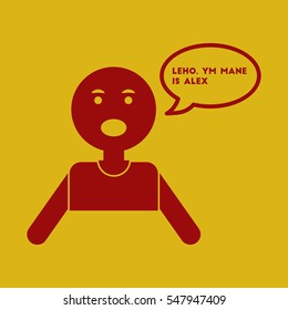 flat icon man has stroke attack so he speaks with grammatical errors