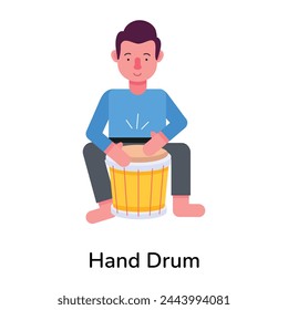 Here’s a flat icon of a man playing hand drum 