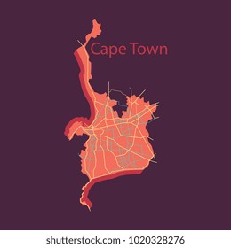 Flat icon map of Capetown.