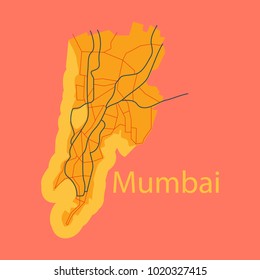 Flat icon map of Mumbai.