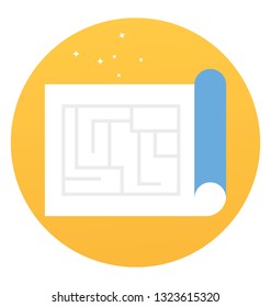 Flat icon of map sketching 