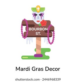 Un icono plano de la decoración de mardi gras 