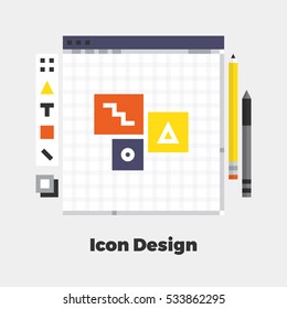 Flat Icon. Material Design Illustration Concept. Modern Colorful Web Design Graphics. Premium Quality. Pixel Perfect. Bold Line Color Art. Unusual Artwork Isolated on White. 