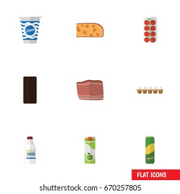 Flat Icon Meal Set Of Yogurt, Confection, Tomato And Other Vector Objects. Also Includes Food, Confection, Box Elements.
