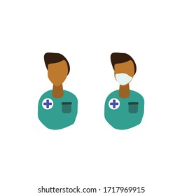 flat icon medical nurse wearing protection mask