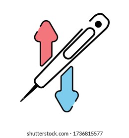 flat icon medical thermometer to read the temperature of the human body. Vector illustration.. trendy symbol for website design, mobile app, logo.