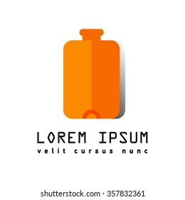 Flat icon of medical warmer orange color. Medical equipment for colds flu