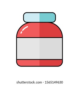 Flat Icon Medicine Vector Design Template. Medicine Bottle for Drug, Capsule. Vector Illustration.