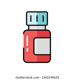 Flat Icon Medicine Vector Design Template. Medicine Bottle for Drug, Capsule. Vector Illustration.