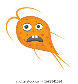 Flat icon of medusa bacteria character, jellyfish structural microorganism 