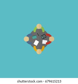 Flat Icon Meeting Element. Vector Illustration Of Flat Icon Discussion  Isolated On Clean Background. Can Be Used As Brainstorm, Discussion And Meeting Symbols.