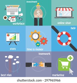 Flat icon Mega color collection business, economic and financial icon