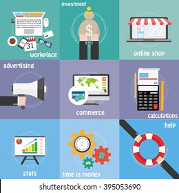 Flat icon Mega color collection business, economic and financial icon