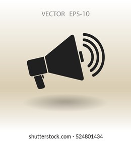 Icono plano del megáfono. ilustración vectorial