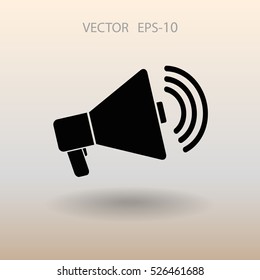 Icono plano del megáfono. ilustración vectorial