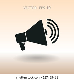 Icono plano del megáfono. ilustración vectorial