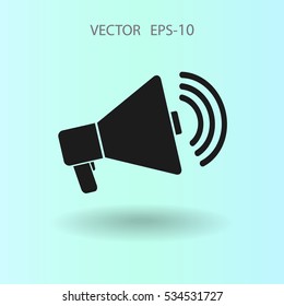 Icono plano del megáfono. ilustración vectorial