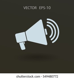 Icono plano del megáfono. ilustración vectorial