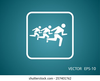 Flat icon of men running 