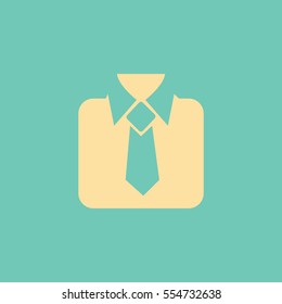 Flat icon. Men's suit with a tie.