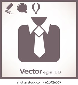 Flat icon. Men's suit with a tie.