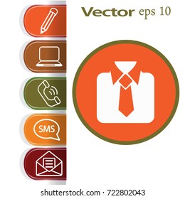 Flat icon. Men's suit with a tie.