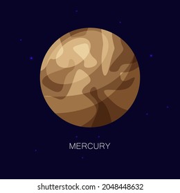 Flat icon of Mercury planet in outer space.